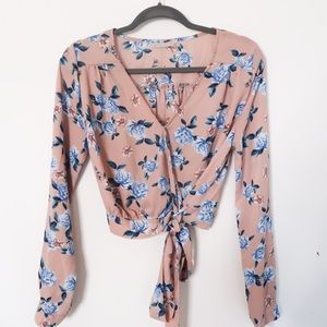 Floral Pattern Long-Sleeve Blouse